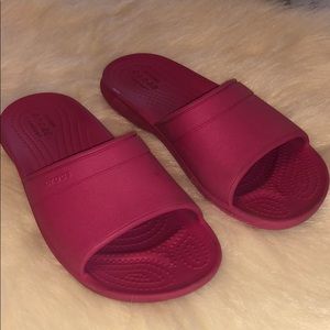 Girls Pink Crocs Slides
